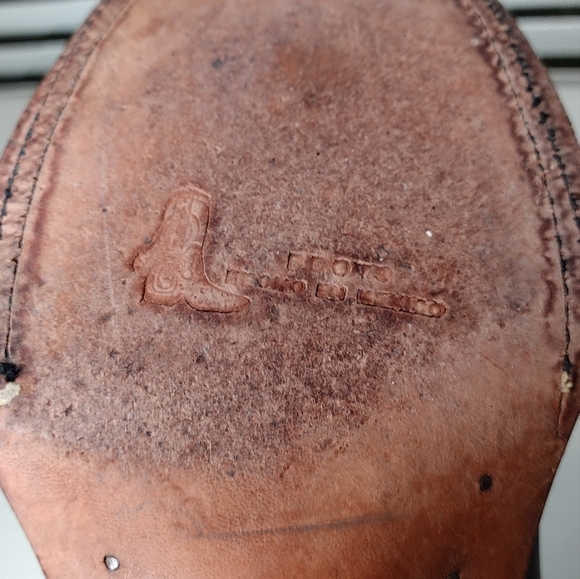 Boots Men's Brown Leather Pull-On Square Toe Rodeo Cowboy Western Boots Sz 8 - Picture 12 of 16